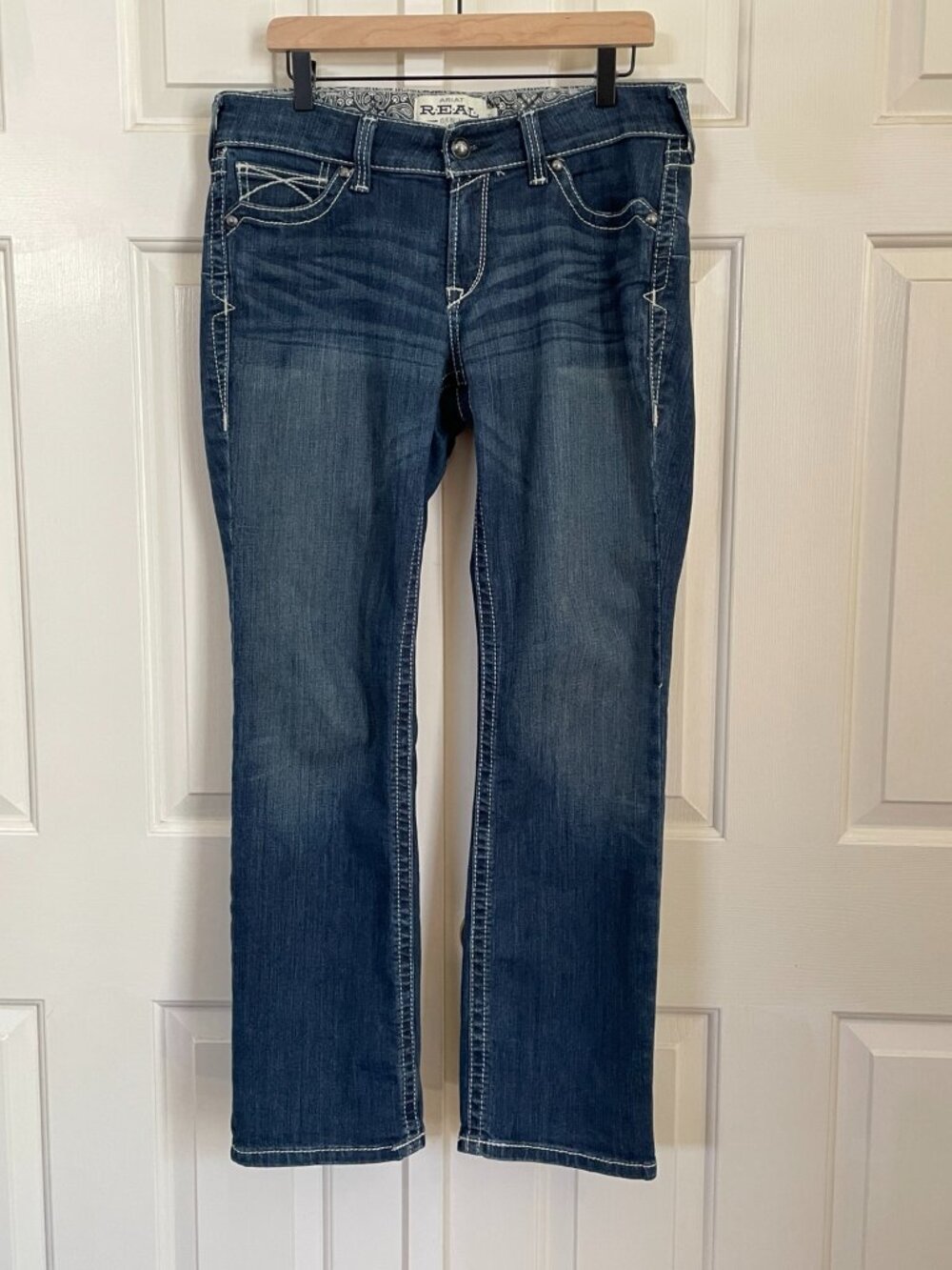 Ariat REAL Icon Straight Leg Jeans 31 Short Ocean Western